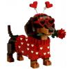 2026 Valentines Day Exclusive Dachshund Brick Set - 3D DIY Dog Building Block Kit, Romantic Puppy Model with Heart Design, Cute Dachshund Decor for Home, for Dog Lovers & Couples view 1