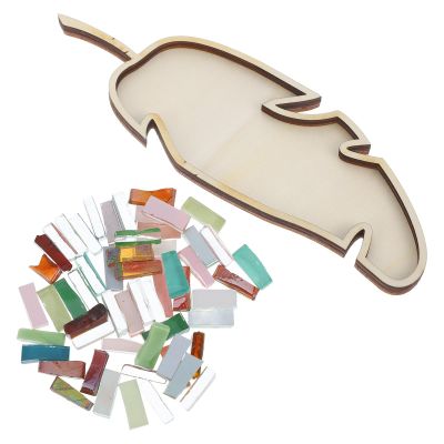 FOYTOKI Leaf Shaped Mosaic Craft Kit and Adults, DIY Art Kit with Green and Red Glass Tiles, Creative Mosaic Making Supplies for Handmade Projects and Home Decoration