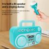 LiebeWH Karaoke Machine with Two Wireless Mics Portable Singing Speaker Handles Easy Storage Music Toy for Boys Girls Home Use (Mint Green) view 4