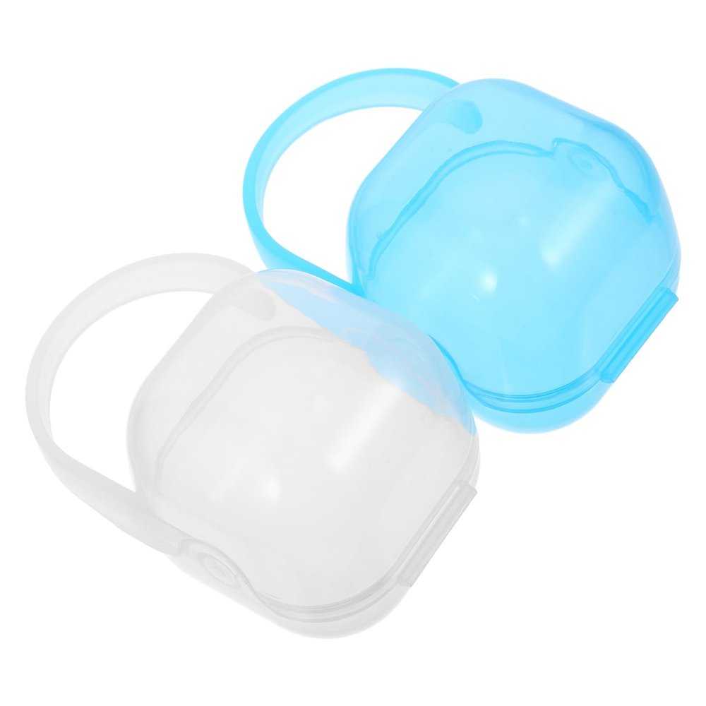 Toddmomy 2pcs Storage Case Portable Pp Pacifier Holder Box Dustproof Travel Organizer in Blue and White