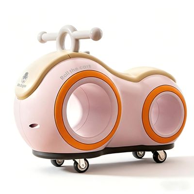 Four-wheeled self-balancing scooter with music and lighting, pedal-free riding toy, anti-tipping design (yellow)