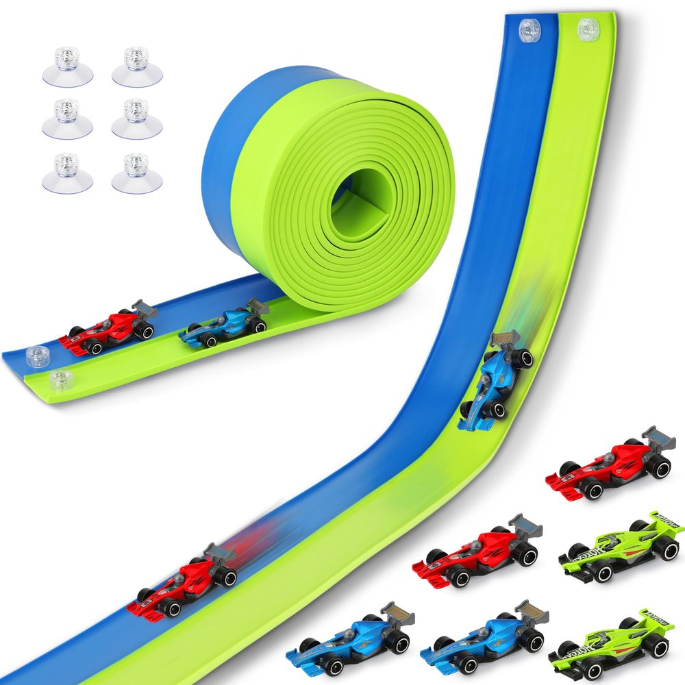 HACOCOLA 15 Ft Flexible Race Track Set with 6 Toy Cars for Kids Age 3 4 5 6 7 8 Years Old