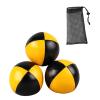 3 Pieces Juggling Balls PU Leather Ball Easy Grip Small Throw Balls Portable Props Mesh Bag Suitable for Adults Boys Girls Children Backyard, Yellow Black view 1