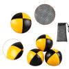 3 Pieces Juggling Balls PU Leather Ball Easy Grip Small Throw Balls Portable Props Mesh Bag Suitable for Adults Boys Girls Children Backyard, Yellow Black view 2