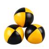 3 Pieces Juggling Balls PU Leather Ball Easy Grip Small Throw Balls Portable Props Mesh Bag Suitable for Adults Boys Girls Children Backyard, Yellow Black view 4