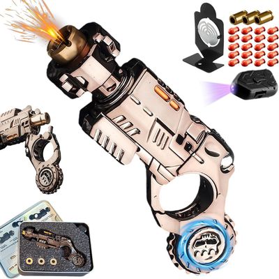 Metal Fidget Gun for Adults, Alloy Metal Decompression Toy,with 3 Shells and 20 Bullets, Age 14+ Best Steel Mini Toy Gift for Men (Yellow)