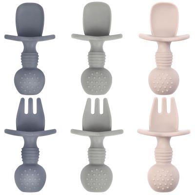 Eascrozn Baby Utensils, 3 Pack Silicone Forks and Spoons Set, Baby Spoons Self Feeding 6+ Months, BPA Free, Baby Led Weaning Feeding Supplies, Dishwasher Safe