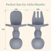 Eascrozn Baby Utensils, 3 Pack Silicone Forks and Spoons Set, Baby Spoons Self Feeding 6+ Months, BPA Free, Baby Led Weaning Feeding Supplies, Dishwasher Safe view 2