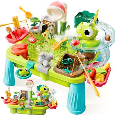 CEPSFH Upgraded Water Table for Toddlers 1-3 with Electric Pump,Kids Water Table with Faucet Play Food Accessories Fishing Toy,Dinosaur Outdoor Sensory Toys,Kitchen Play Sink Toys for Girl Boy Age 4-8
