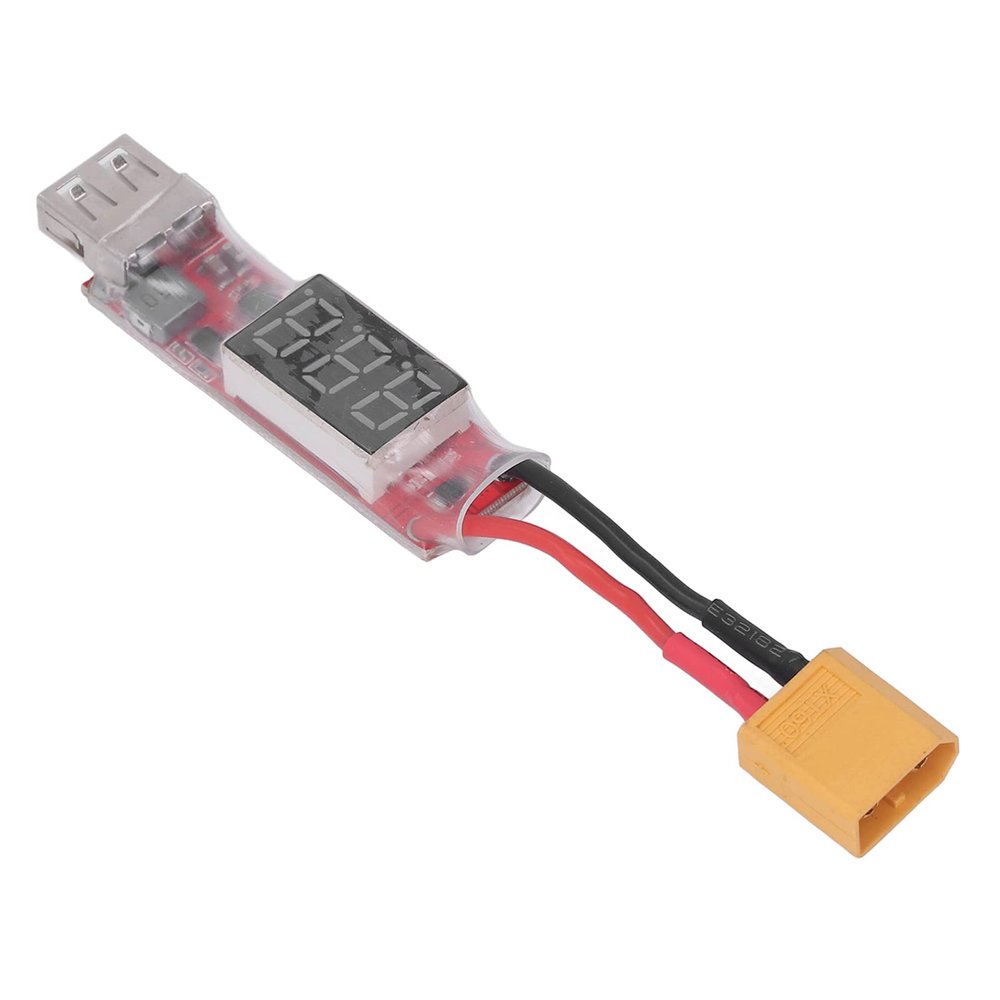 HaloVerde XT60 USB Charging Adapter for 2S to 6S Batteries, a 2-6S USB Phone Converter with Digital Readout for Power Status, Serves as a Mobile Phone Charger