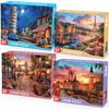 4 Pack 500 Piece Puzzles for Adults, European Landmarks Jigsaw Puzzle Set, Paris London Pisa Cityscape, Eiffel Tower Big Ben Scenic Travel Art for Family Game Night Gifts view 1
