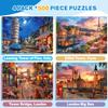 4 Pack 500 Piece Puzzles for Adults, European Landmarks Jigsaw Puzzle Set, Paris London Pisa Cityscape, Eiffel Tower Big Ben Scenic Travel Art for Family Game Night Gifts view 2