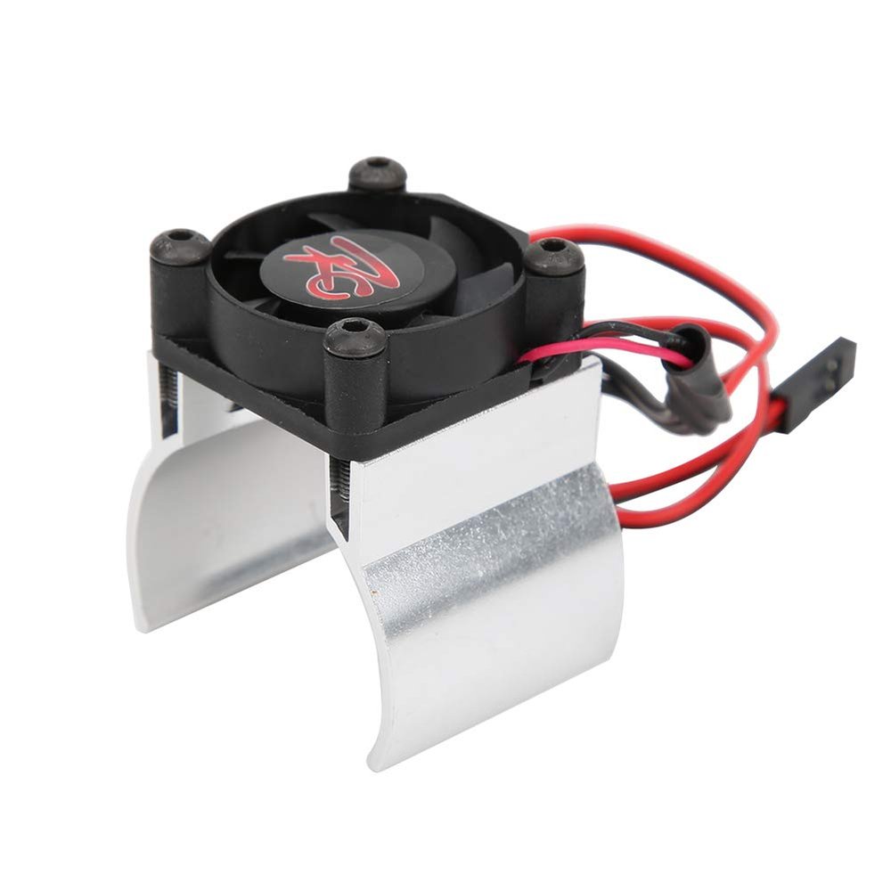 Aluminum Alloy 540/545/550 Motor Heat Sink Radiator, RC Car Heat Sink with Auto - Sensing Cooling Fan, 1/10 RC Motor Radiator for HPI Axial Himoto (Silver)