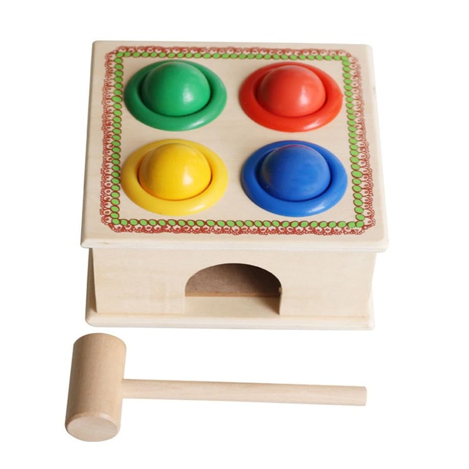 LLTCMAOYI Montessori Square Hammering Ball Toy, Hand-Eye Coordination & Fine Motor Skill Builder