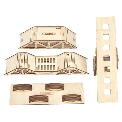 1/43 RC Car Wooden Bridge DIY Course Ramp, 4-Piece Desktop Ornament Seesaws Obstacle Slope Accessories