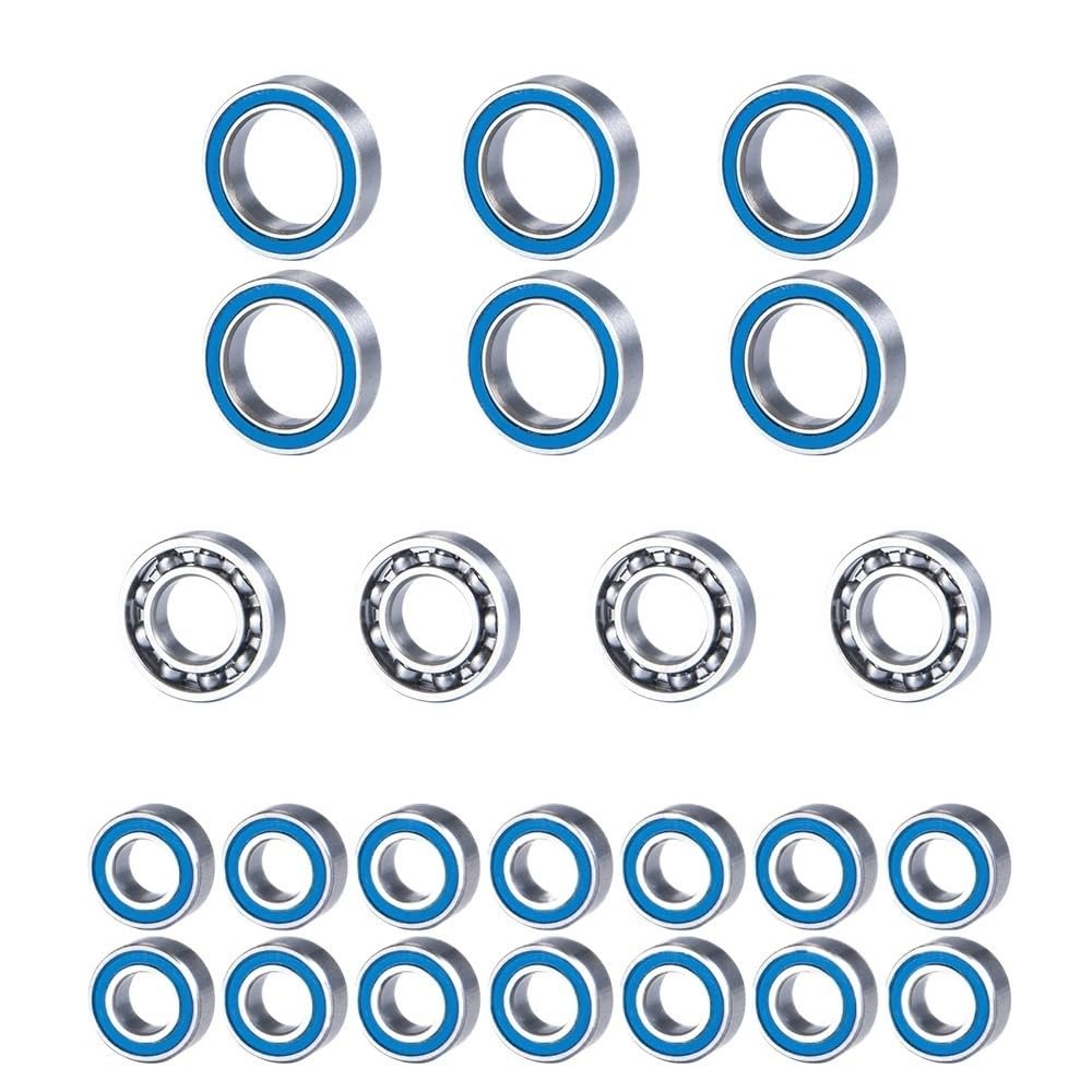 LEWAGH 24Pcs Wheel Hub Axle Blue Rubber Sealed Bearing Kit for Element RC Enduro Sendero 1/10 RC Car Truck Model Parts
