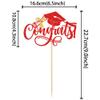 1 PCS Congrats 2026 Graduation Cake Topper Glitter Class of 2026 Congrats Grad Cake Decorations Bow Diploma Grad Cap Cake Pick for 2026 High School College Senior Graduation Party Decorations Red view 2