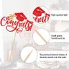 1 PCS Congrats 2026 Graduation Cake Topper Glitter Class of 2026 Congrats Grad Cake Decorations Bow Diploma Grad Cap Cake Pick for 2026 High School College Senior Graduation Party Decorations Red view 3