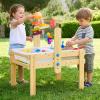 OOOK Wooden Sand and Water Table with 2 Bins, Painting Acrylic Board, 20PCS Water Toy Accessories, Adjustable Height Sensory Sand for Toddlers, Easy to Assemble view 1