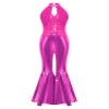 ACSUSS Girls Glam Jumpsuit with Fringe Metallic Shiny Rompers Rave Party Romper Costume Wedding Night Hot Pink 4 Years view 3