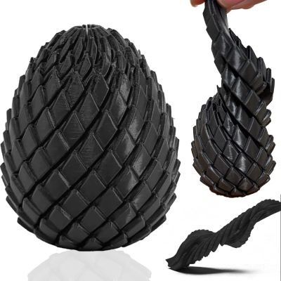 3D Printed Fidget Toys, 3D Printed Spiral Dragon Egg Fidget Toys, 3D Printed Spiral Egg Fidget Toy, Stress Relief Desk Fidget Toy, Classroom Prize, Party Favors (Black)