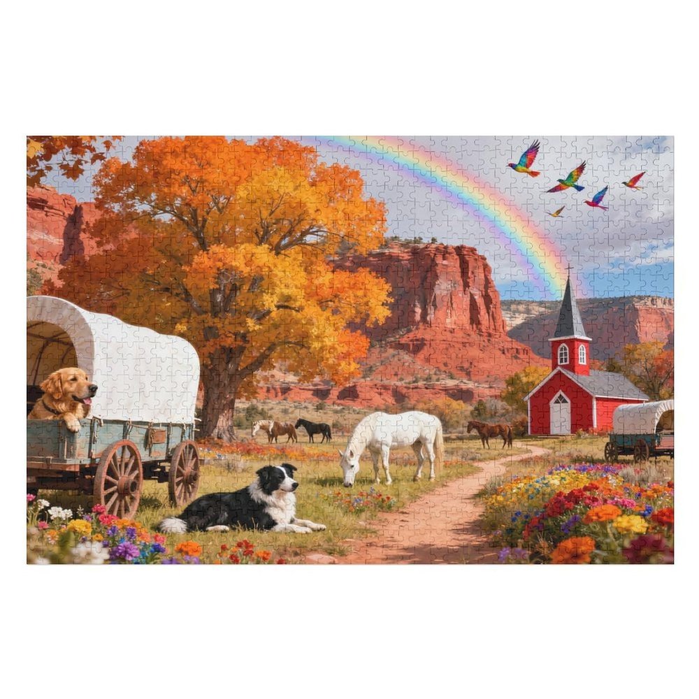 Jigsaw Puzzle, 1000 Piece Jigsaw Puzzle for Adults, Autumn Dog Carriage Puzzle 1000 Piece, Family Activity Perfect for Game Nights, Finished Size is 30x20 in