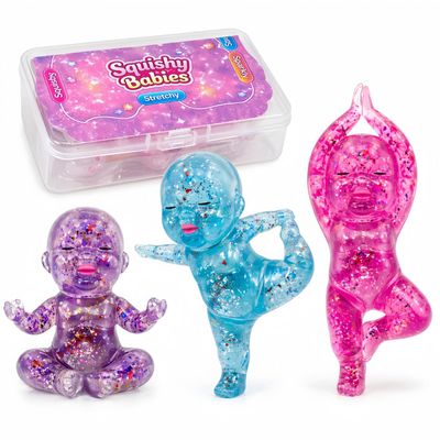 3PCS Baby Squishy Glitter Slow Rising Sugar Squishy Babies Sensory Fidget Toy for Stress Relief Soft Cute Squeeze Desk Decor Gift
