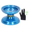 Unresponsive Aluminum Alloy Yoyo Ball, Advanced Yoyo Toy with 3 Strings and Glove, High Stability Metal Yoyo for Trick Training and Bind Return Practice (Blue) view 1