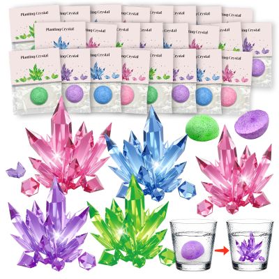 24 Pack Crystal Growing Kit Science Party Favors for Kids STEM Science Experiment Bulk Classroom Prizes Goodie Bag Stuffers Birthday Return Gifts for 4-6 8-12 Boys and Girls (24Pcs, One Size)