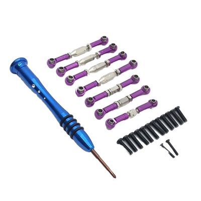COMODO Metal Pull Rod Replacement Set for 1/10 RC Car Adjustable Steering Linkage Rods Compatible with 144010 01 02 124018 124017 124016 124019(Purple)