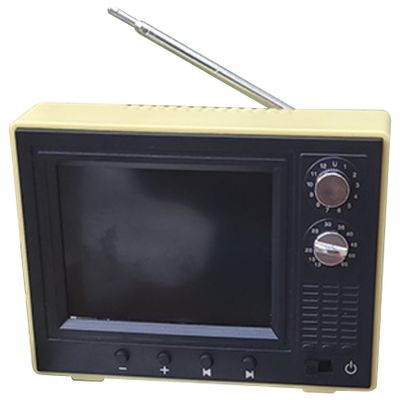 1:12 Scale USB Rechargeable Vintage Mini TV Toy with LCD Screen & 180 Rotatable Antenna for Dollhouse DIY Setting