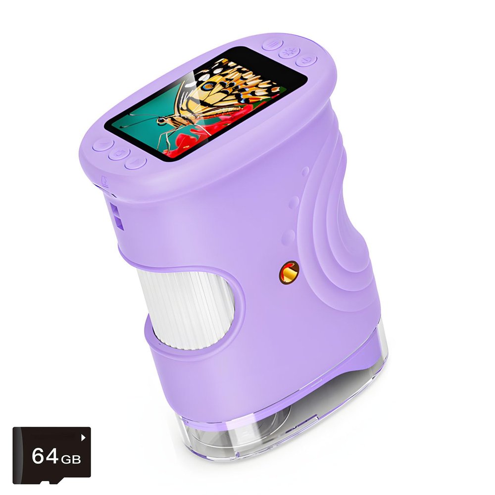 Electronic Microscope 2Inch Color Display 1000X Magnification Tool Handheld Design LED Light Science Toy for
