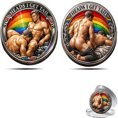 Gay Pride 2D Collectible Coin for Men ,Heads I Get Tail/Tails I Get Head Commemorative Coin Rainbow Commemorative Coins, Double-Sided Lucky Token Decision Coins for Date Night (A 10PCS)
