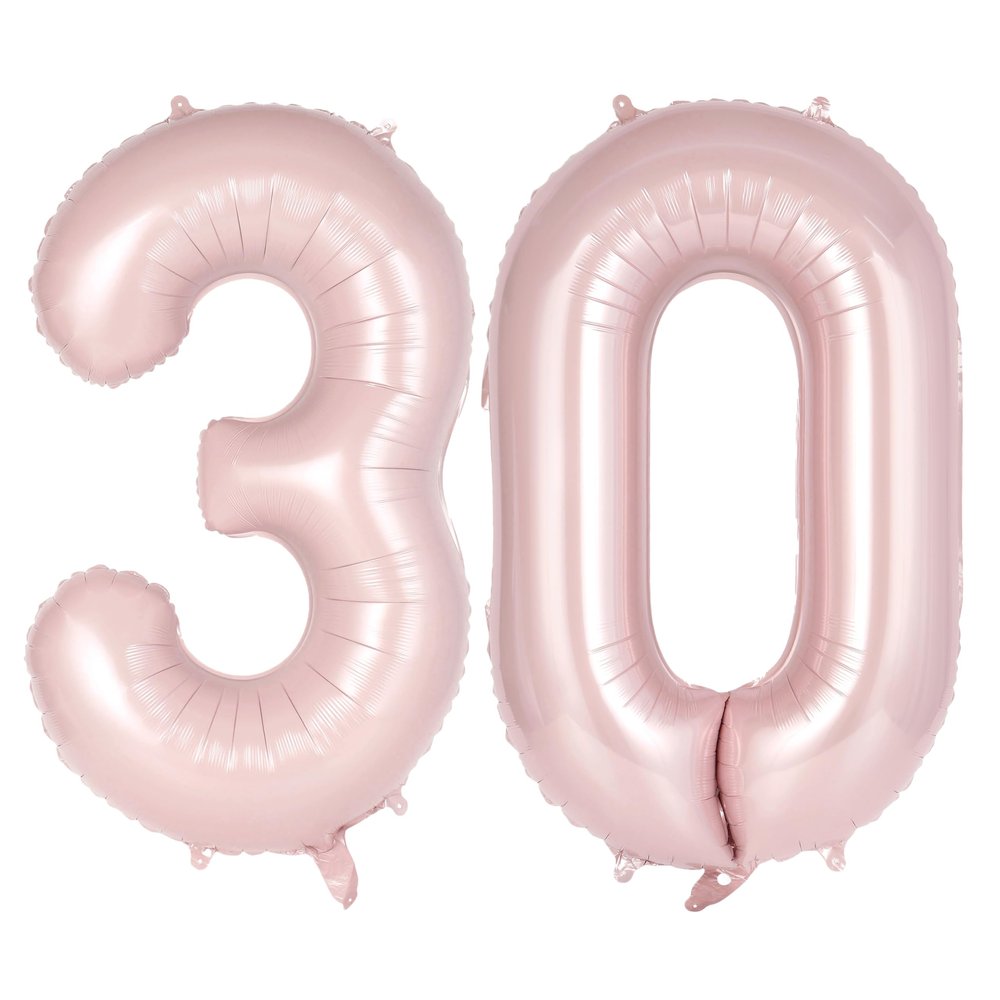 Light Pink Number 30 Balloon, 40 Inch Giant Mylar Number Balloons, Large Foil Number Balloons for Anniversary Baby Birthday Party Decorations Supplies