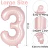 Light Pink Number 30 Balloon, 40 Inch Giant Mylar Number Balloons, Large Foil Number Balloons for Anniversary Baby Birthday Party Decorations Supplies view 2