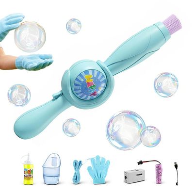 Magic Colorful Smoke Bubble Machine, 2026 New Rechargeable Bubble Maker, Multifunctional Electric Bubble Machine, Interactive Bubble Wand with Lights for Summer Christmas Birthday (Blue)