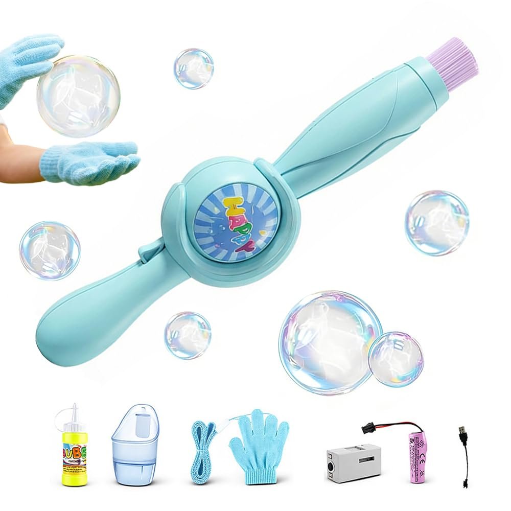 Magic Colorful Smoke Bubble Machine, 2026 New Rechargeable Bubble Maker, Multifunctional Electric Bubble Machine, Interactive Bubble Wand with Lights for Summer Christmas Birthday (Blue)