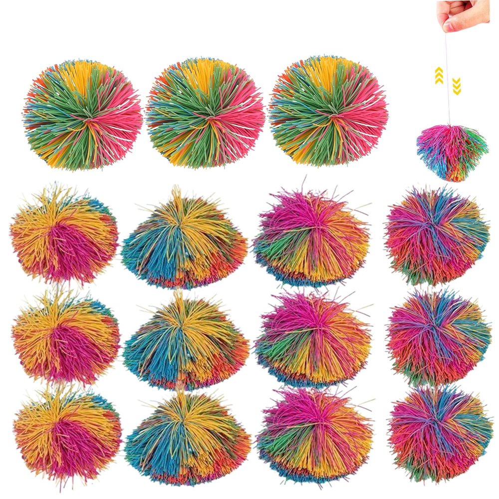 15 PCS Sensory Balls 3 Inch Creative Fun Toy Stringy Balls Soft Rainbow Tactile Sensory Toys Eco-Friendly for Children Stress and Anxiety Relief
