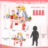 HUASHILUO 2027 Upgraded 4-in-1 Water Table for Toddlers 2-3, Kids Sensory Table with Electric Water Pump & Faucet, Kitchen Play Sink Toys with Food Accessories, Fishing Toy (NEW Pink) view 2