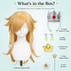 Juziviee 7 Pieces Girls Cosplay Wig Long Blonde Princess Costume Wig with Crown & Accessories for Kids Halloween Anime Party Birthday - Pre-cut Bangs & Soft Thick Hair & Heat Resistant JZ046 view 2
