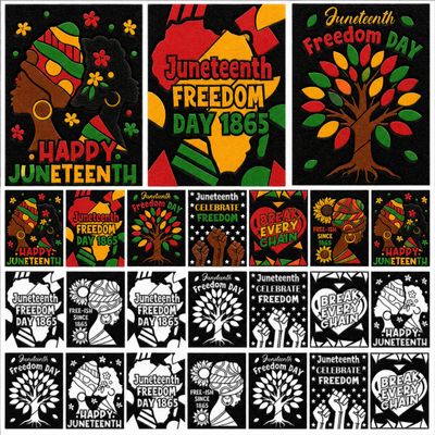 Cinrobiye 48 Pcs Juneteenth Velvet Coloring Posters, Fuzzy Felt Art Sheets, Classroom Craft Activity Set, African American Heritage Freedom Day Educational Art Supplies for Group Projects