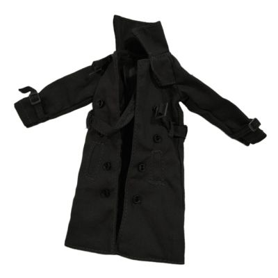 Menolana 1/ Figure Trench Coat Fashion Windbreaker Jacket Dressing up Double Breasted Miniature Costume Accessories Overcoat, Black