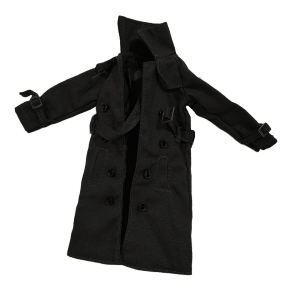 Menolana 1/ Figure Trench Coat Fashion Windbreaker Jacket Dressing up Double Breasted Miniature Costume Accessories Overcoat, Black