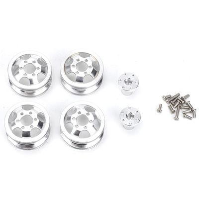 4Pcs Silver RC Car Wheel Hub with Long Adapter, Aluminum Alloy Replacement for WPL 1/16 B14 B24 B16 B36 and Q60 Q61 Q62 Remote Control Cars