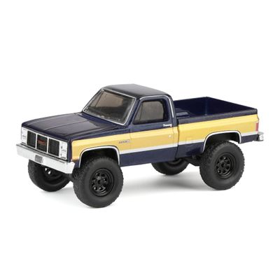 1/64 Lifted 1987 GMC K2500 High Sierra Pickup Truck, Stone Blue Metallic & Gold Dealer Exclusive by Greenlight Collectibles, 51669-A