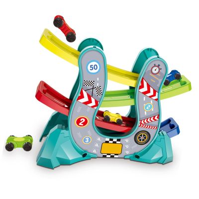 Omquot Racing Car Track Ramp Toy, Durable Handle Design, Fantasy Development, Racing Car Track Ramp Playset, Educational, Multifunctional for Home (Green)