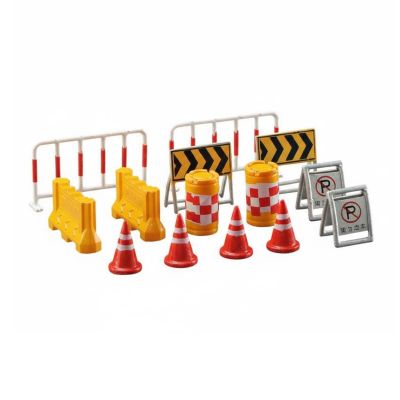 predolo Sand Table Traffic Block Model Hand-Painted Miniature Traffic Cone and Barrier Set Comes with Storage Tin Diorama Road Construction Props for Dioramas