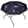 REAHOISY LED Poker Table Foldable, 48 in Octagon Casino Leisure Gamimg Table, 8 Player Folding Texas Holdem Blackjack Table w/Built-in LED Light, Padded Rails & Cup Holders for Home Game Room view 1