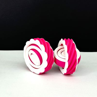 2pcs 3D Printed Spinners Fidget Toys Adults - Stress Relief Toys for ADHD, Anxiety & Sensory Needs | Quiet Office Desk Toy & Party Favors - Spinners-Magenta/White