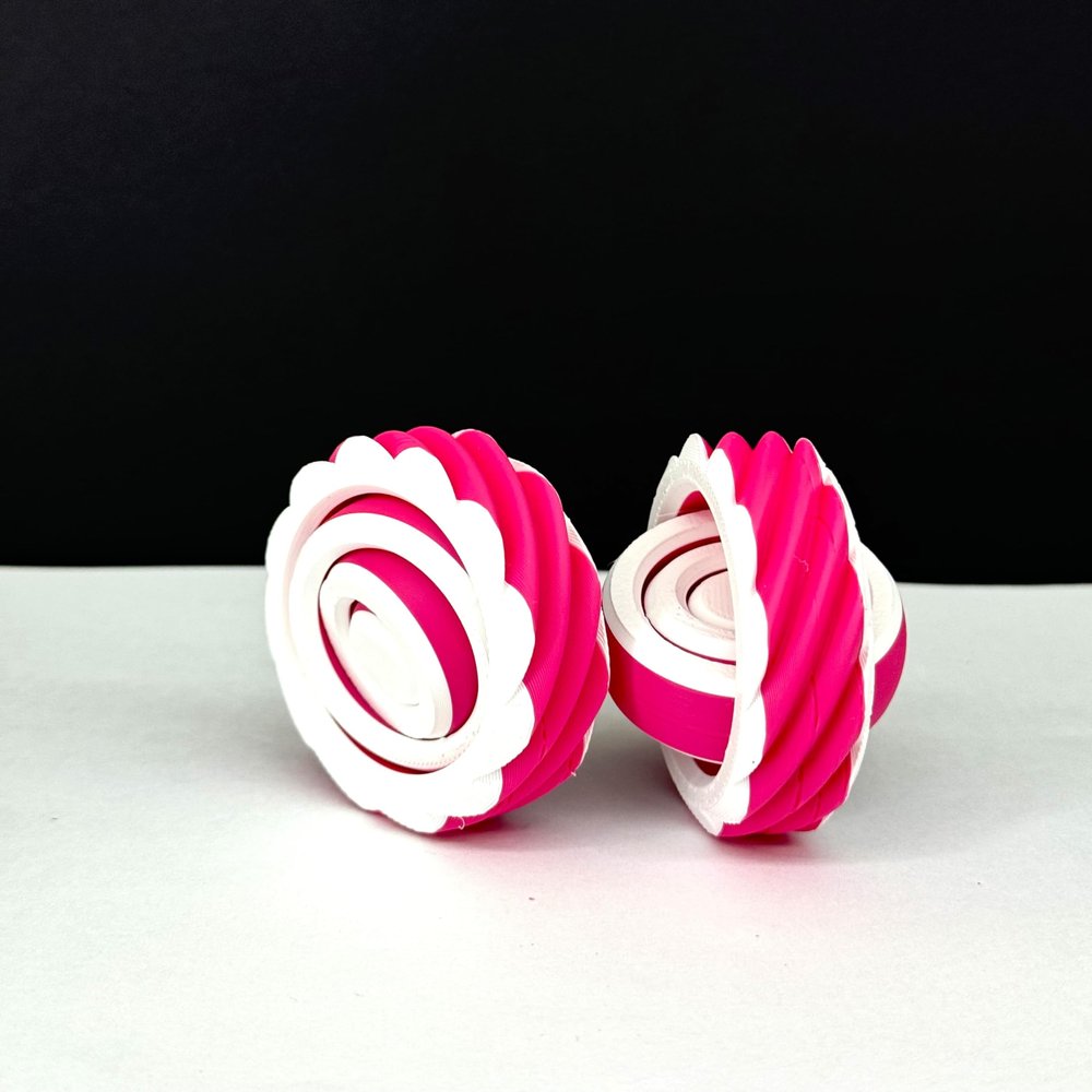 2pcs 3D Printed Spinners Fidget Toys Adults - Stress Relief Toys for ADHD, Anxiety & Sensory Needs | Quiet Office Desk Toy & Party Favors - Spinners-Magenta/White